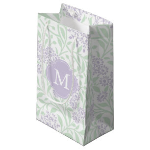 Petit Sac Cadeau Motif floral de damassé de menthe décorée d'un