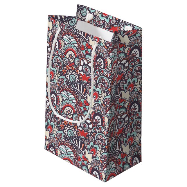 Petit Sac Cadeau Motif floral de griffonnage de Paisley (Dos Angle)