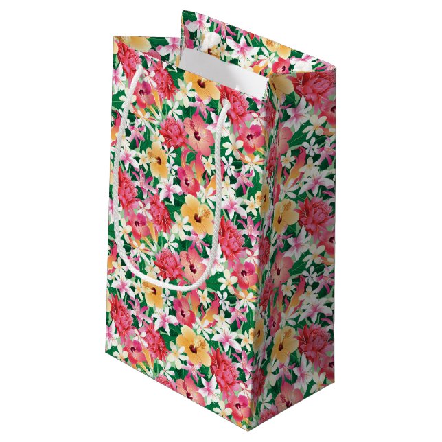 Petit Sac Cadeau Motif floral de ketmie tropicale (Dos Angle)