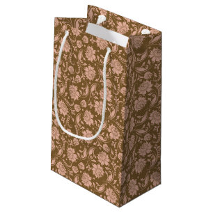 Petit Sac Cadeau Motif floral de rose et de brun