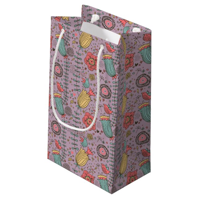 Petit Sac Cadeau Motif floral élégant avec des fleurs (Dos Angle)