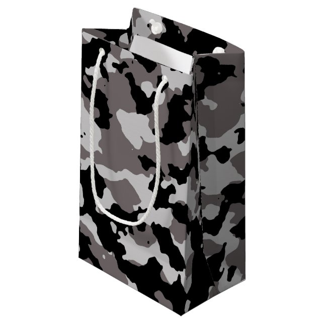 Petit Sac Cadeau Motif gris militaire de camouflage (Devant Angle)