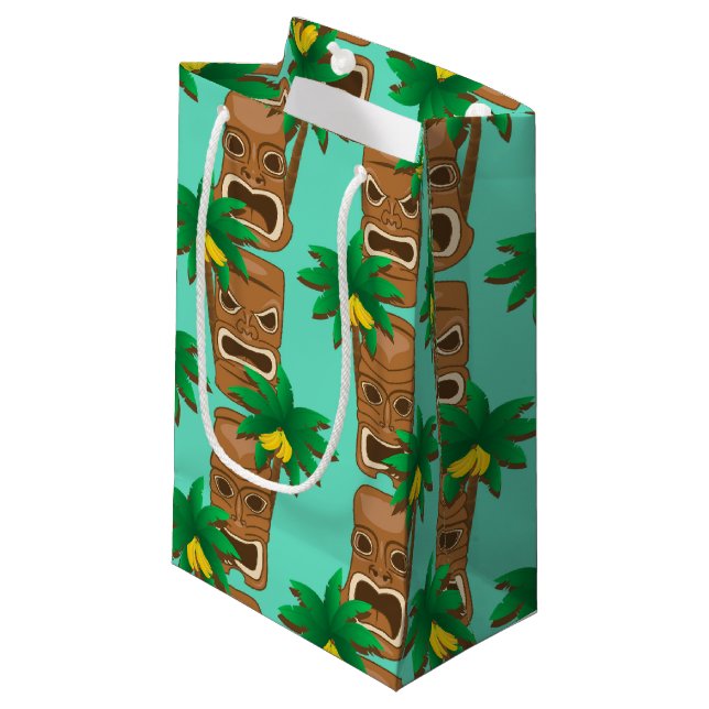 Petit Sac Cadeau Motif hawaïen de répétition de Tiki (Devant Angle)