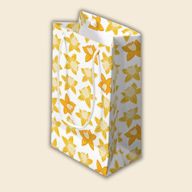 Petit Sac Cadeau Motif jonquille de ressort (Daffodil spring floral gift bag)