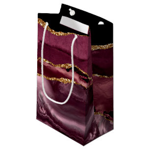 Petit Sac Cadeau Motif Mariage Agate Burgundy
