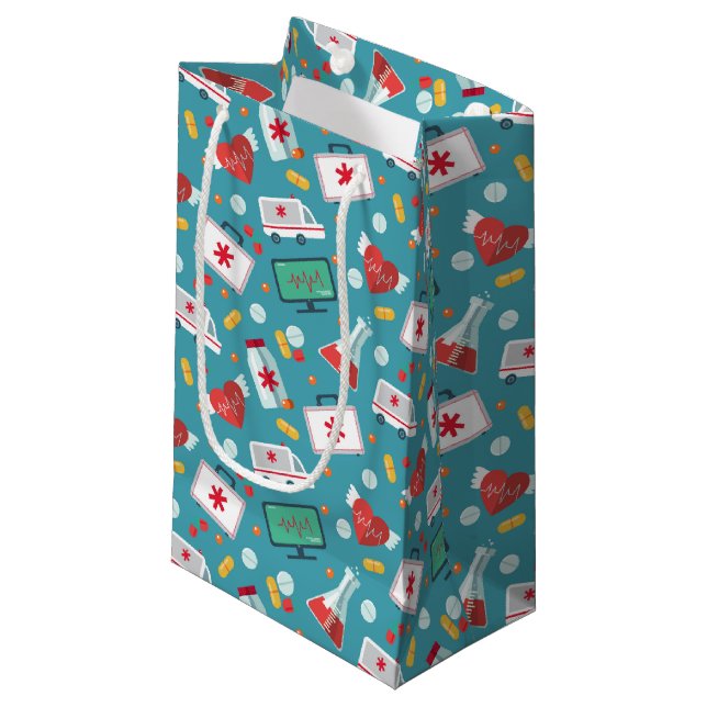 Petit Sac Cadeau Motif Médicale d'icône (Devant Angle)