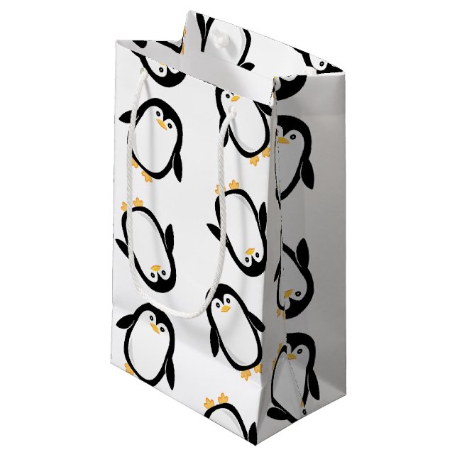 Petit Sac Cadeau Motif mignon de pingouins (Devant Angle)