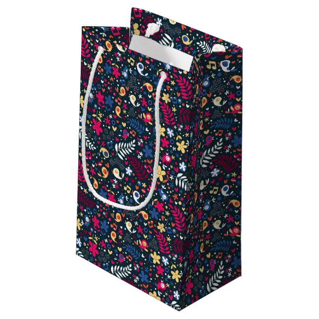 Petit Sac Cadeau motif mignon d'oiseaux et de fleurs (Dos Angle)