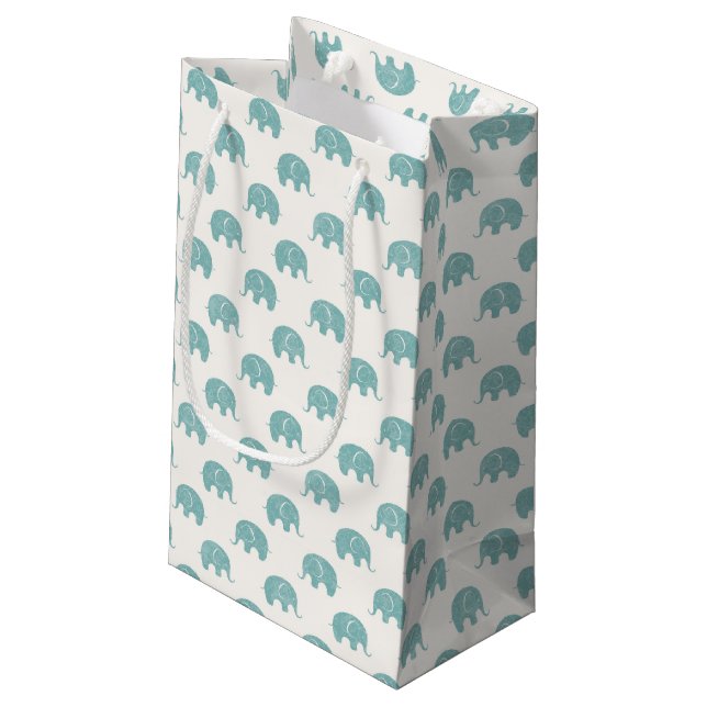 Petit Sac Cadeau Motif mignon turquoise d'éléphant (Dos Angle)