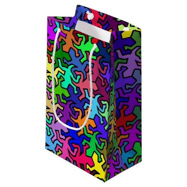 Petit Sac Cadeau Motif Mosaic Geckos - couleur (Devant Angle)