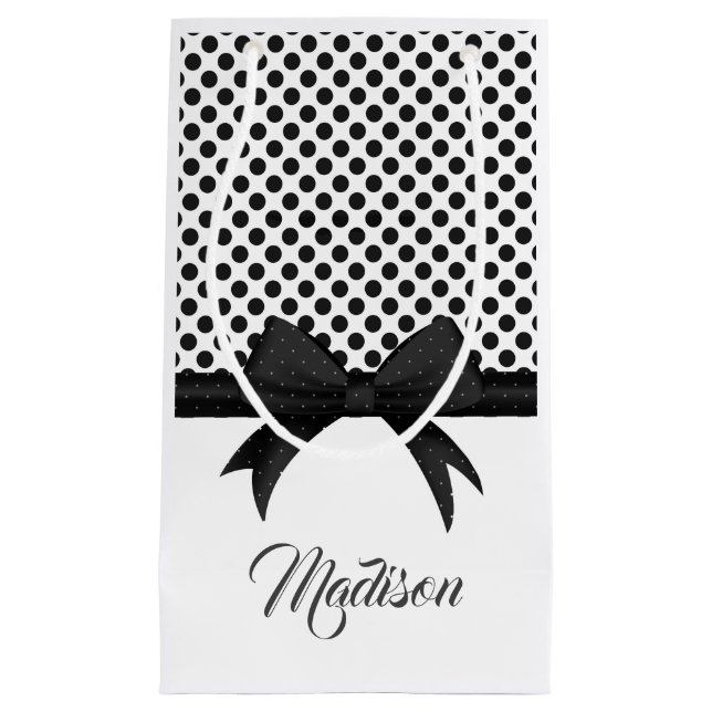 Petit Sac Cadeau Motif noir à mâchoires et points (Devant)
