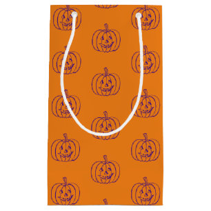 Petit Sac Cadeau Motif orange d'Halloween Jack-o'-lantern
