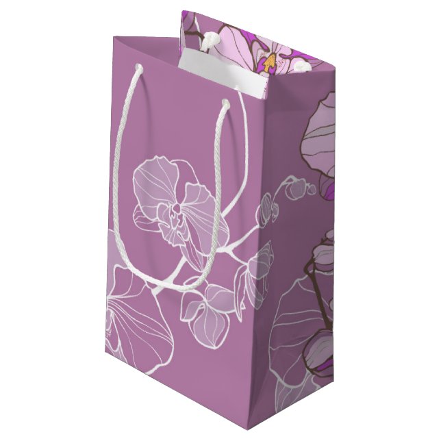 Petit Sac Cadeau Motif pourpre d'orchidée (Dos Angle)