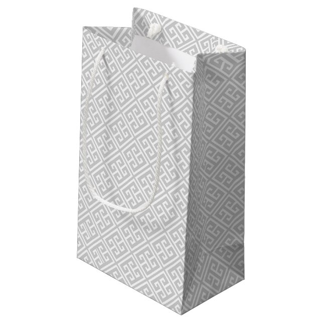 Petit Sac Cadeau Motif principal grec gris (Dos Angle)