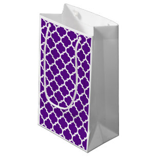 Petit Sac Cadeau Motif Quatrefoil Marocain Blanc Violet #5