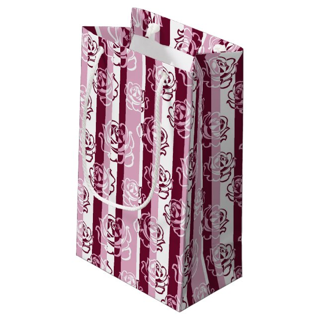 Petit Sac Cadeau Motif rayé avec des roses (Dos Angle)