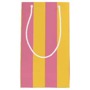Petit Sac Cadeau Motif rayé vertical rose et jaune vibrant