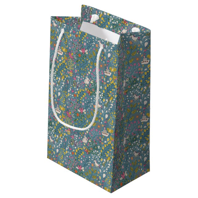Petit Sac Cadeau Motif romantique abstrait avec la bande dessinée (Dos Angle)