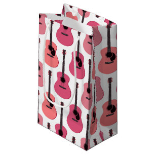 Petit Sac Cadeau Motif rose de guitares acoustiques