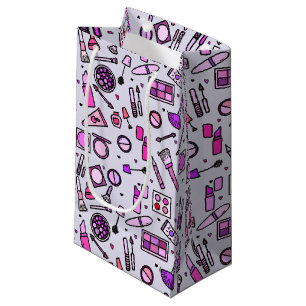 Petit Sac Cadeau Motif rose illustré de maquillage