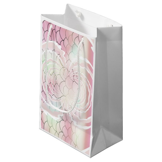Petit Sac Cadeau Motif rose sous les baleines maritimes (Devant Angle)