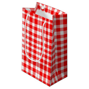 Petit Sac Cadeau Motif rouge/blanc de guingan