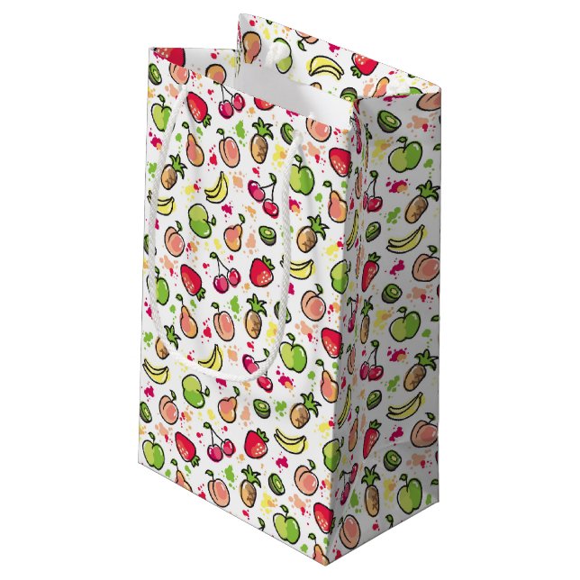 Petit Sac Cadeau motif tiré par la main de fruits (Dos Angle)