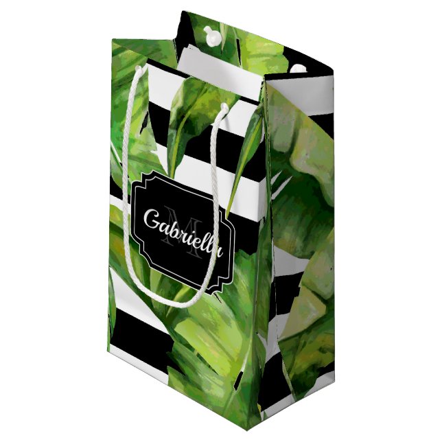 Petit Sac Cadeau Motif tropical (Devant Angle)