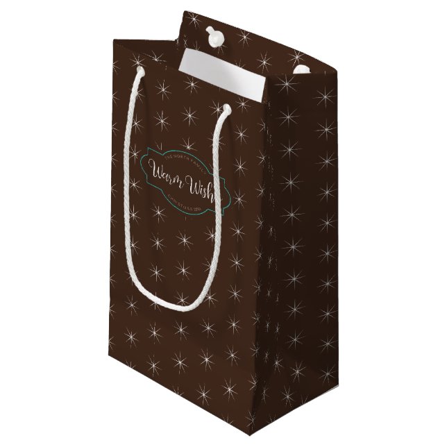 Petit Sac Cadeau Motif Twinkling Lights avec Étiquette ID594 (Devant Angle)