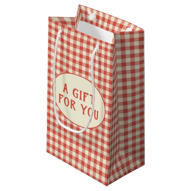 Petit Sac Cadeau Motif vintage Red Checkerboard personnalisé (Devant Angle)