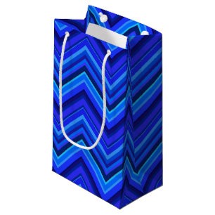 Petit Sac Cadeau Motif zigzag rayures bleues