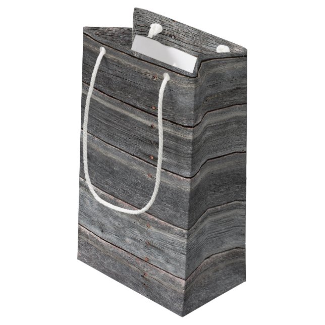 Petit Sac Cadeau Mur en bois patiné rustique (Dos Angle)