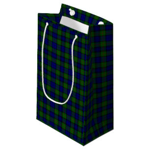 Petit Sac Cadeau Murray tartan bleu vert plaid