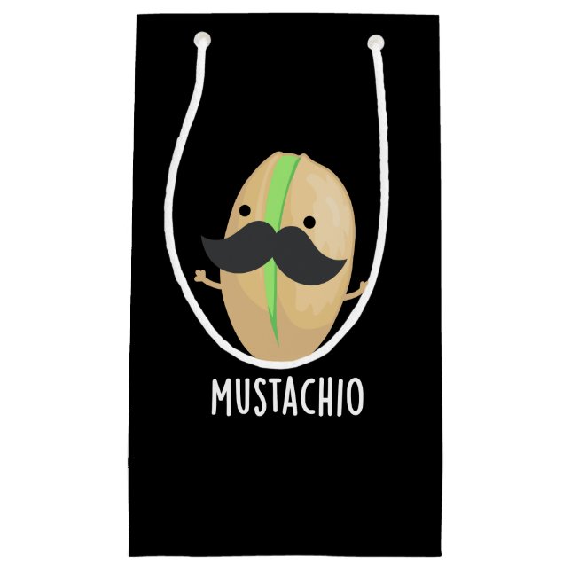 Petit Sac Cadeau Mustachio Funny Pistachio Mustache Pun Dark BG (Devant)