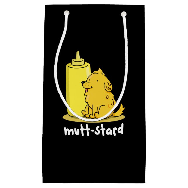 Petit Sac Cadeau Mutt-stard Funny Doggy Mustard Pun Dark BG (Devant)
