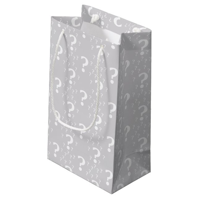 Petit Sac Cadeau Mystère point de question énigme puzzle gris clair (Dos Angle)