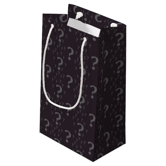 Petit Sac Cadeau Mystère point d'interrogation riddle puzzle gris (Dos Angle)