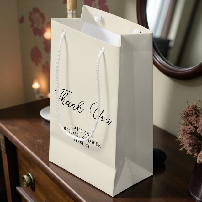 Petit Sac Cadeau Natural White Minimalist Bridal Shower Thank You (Créateur téléchargé)
