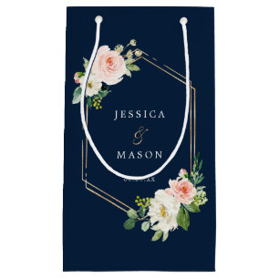 Petit Sac Cadeau Navy Blue Gold Blush Hotel Mariage Gift Bag