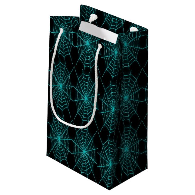Petit Sac Cadeau Neon bleu araignée (Dos Angle)