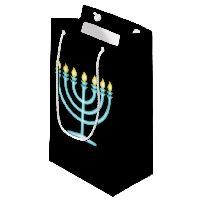 Petit Sac Cadeau Neon Menorah (Devant Angle)