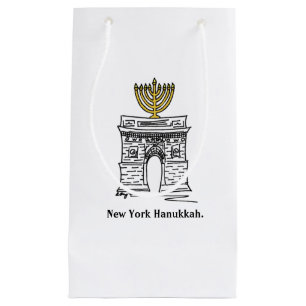 Petit Sac Cadeau New York Hanoukka Menorah NYC Carré de Washington
