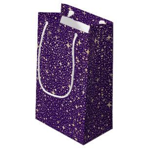 Petit Sac Cadeau Night Sky Stars Purple et Gold Magie