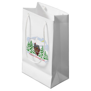 Petit Sac Cadeau Noël arrivant à la maison familiale