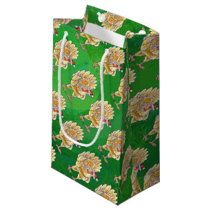 Petit Sac Cadeau Noël Du Poulet Sur Vert