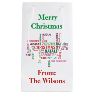 Petit Sac Cadeau Noël Langues Différentes Mot Cloud Personnalisé