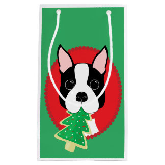 Petit Sac Cadeau Noël lunatique de Boston Terrier
