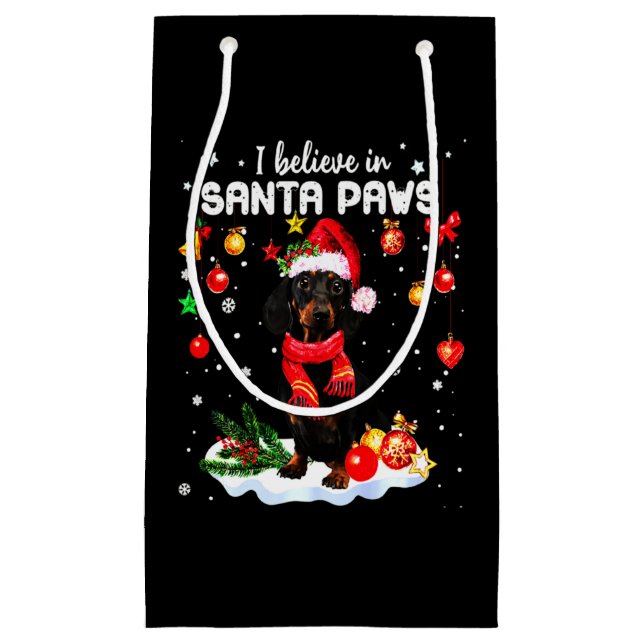 Petit Sac Cadeau Noël mignon Dachshund (Devant)