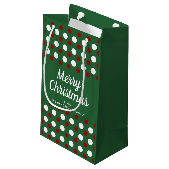 Petit Sac Cadeau Noël Moderne à Motif Vert (Dos Angle)