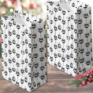 Petit Sac Cadeau Noël Noir Blanc